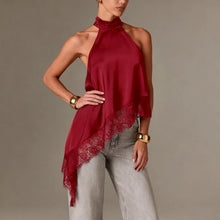 Load image into Gallery viewer, Satin Lace Asymmetrical Hem Top
