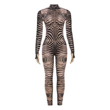 Load image into Gallery viewer, Zebra Print Mesh Jumpsuit
