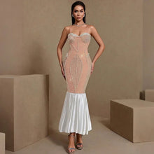 Load image into Gallery viewer, Pearls Rhinestone Mermaid Maxi Dress
