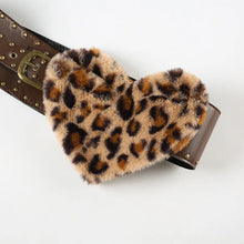 Load image into Gallery viewer, Leopard Fur Heart Leather Buckle  Belt
