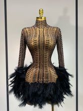 Load image into Gallery viewer, Abbi Mesh Feather Mini Dress
