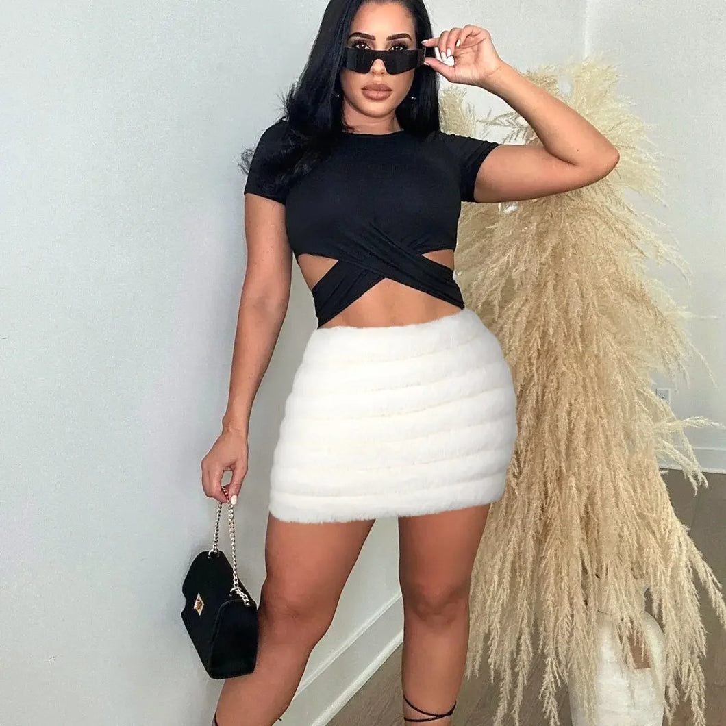 Fuzzy Fur Mini Skirt