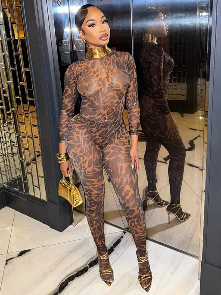 Wild Nights Leopard Mesh Pants Set