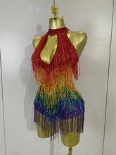 Load image into Gallery viewer, Rainbow Mesh Fringe Bodysuit
