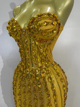 Load image into Gallery viewer, Golden Mesh Maxi Dress
