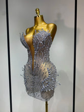 Load image into Gallery viewer, Silver Sparkly Mini Dress
