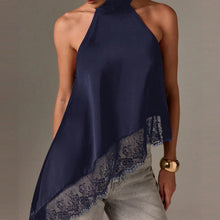 Load image into Gallery viewer, Satin Lace Asymmetrical Hem Top
