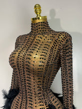Load image into Gallery viewer, Abbi Mesh Feather Mini Dress
