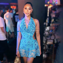 Load image into Gallery viewer, Katy Floral Sequin Mini Dress
