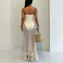 Load image into Gallery viewer, Crochet Knit Tassel Maxi Dress
