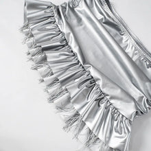 Load image into Gallery viewer, Silver Leather Ruffles Skirt Set
