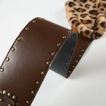Load image into Gallery viewer, Leopard Fur Heart Leather Buckle  Belt
