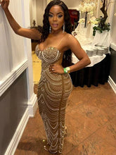Load image into Gallery viewer, A Pearl Rhinestone Maxi Dress
