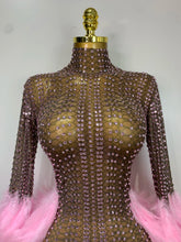 Load image into Gallery viewer, Abbi Mesh Feather Mini Dress
