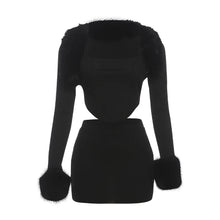 Load image into Gallery viewer, Shawl Fur Skirt Set
