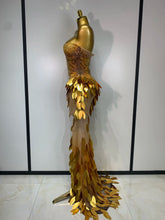 Load image into Gallery viewer, Gold Sequin Mesh Maxi Dress
