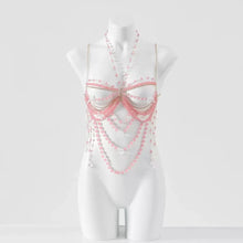 Load image into Gallery viewer, Pearl Beaded Bikini Bra Top
