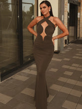 Load image into Gallery viewer, Brown Ruched Maxi Dress

