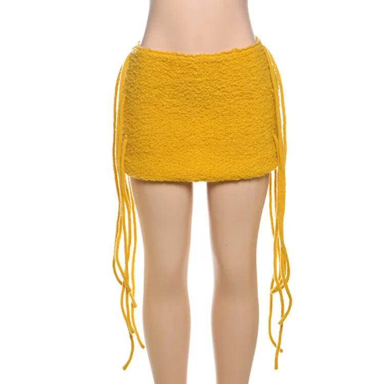 Tassel Mini Skirt & Knit Crochet Top