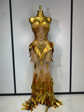 Load image into Gallery viewer, Gold Sequin Mesh Maxi Dress
