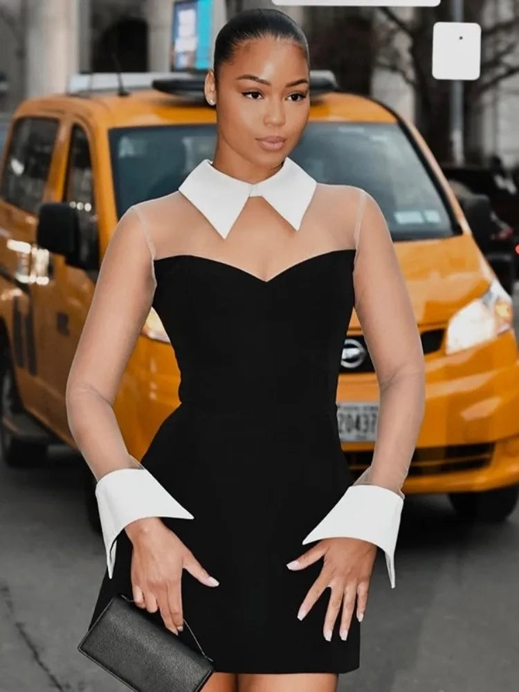 White Collar Mini Dress