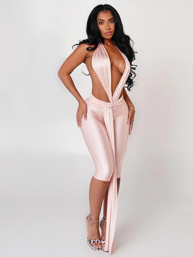 Ribbon Backless Romper