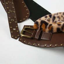 Load image into Gallery viewer, Leopard Fur Heart Leather Buckle  Belt
