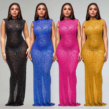 Load image into Gallery viewer, Hot Rhinestone Bodycon Maxi Dress
