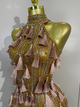 Load image into Gallery viewer, Siena Mesh Bodysuit Tassel Dress
