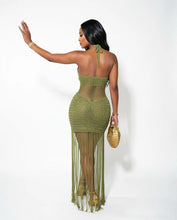 Load image into Gallery viewer, Sequined Knitted Fringe Maxi Dress
