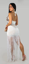 Load image into Gallery viewer, Sequined Knitted Fringe Maxi Dress
