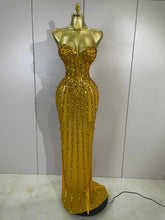 Load image into Gallery viewer, Golden Mesh Maxi Dress
