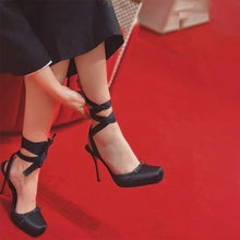 Load image into Gallery viewer, Satin Bow Ballet High Heels
