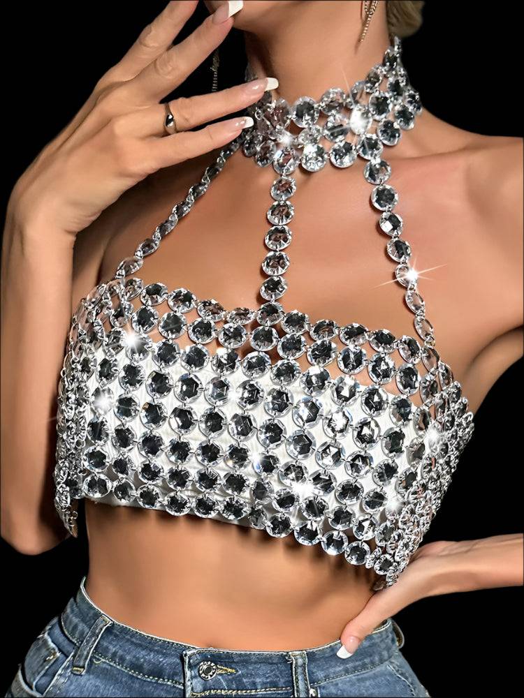 Diamonds Bustier Sequin Crop Top