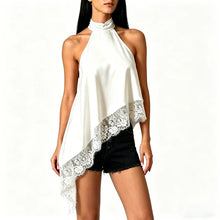 Load image into Gallery viewer, Satin Lace Asymmetrical Hem Top
