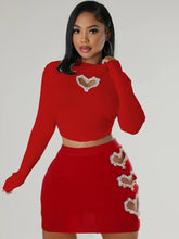 Load image into Gallery viewer, Rhinestone Heart Skirt Set
