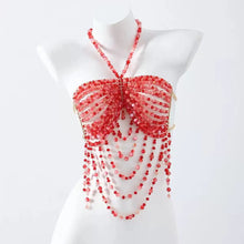 Load image into Gallery viewer, Pearl Beaded Bikini Bra Top
