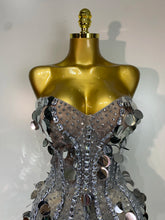 Load image into Gallery viewer, Silver Rhinestone Sequins Mini Dress
