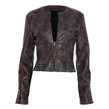 Load image into Gallery viewer, Chrome Studded Leather Crop Jacket
