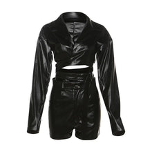 Load image into Gallery viewer, Black Leather Short Set
