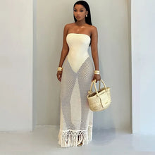 Load image into Gallery viewer, Crochet Knit Tassel Maxi Dress

