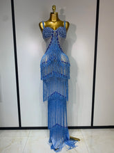 Load image into Gallery viewer, Charline Rhinestone Fringe Maxi Dress
