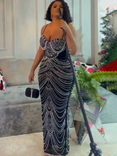 Load image into Gallery viewer, A Pearl Rhinestone Maxi Dress
