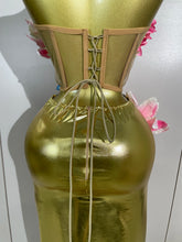 Load image into Gallery viewer, 3D Flower Golden Skirt Set
