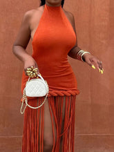 Load image into Gallery viewer, Aria Tassel Backless Maxi Dress
