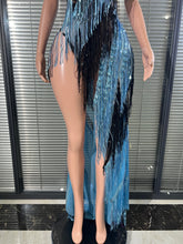 Load image into Gallery viewer, Two-Tone Tassel Mesh Maxi Dress
