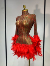 Load image into Gallery viewer, Abbi Mesh Feather Mini Dress
