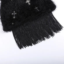 Load image into Gallery viewer, Fuzzy Fringed Cross Metal Skirt
