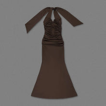 Load image into Gallery viewer, Brown Ruched Maxi Dress
