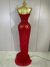 Load image into Gallery viewer, Red Fairy Mesh Maxi Dress
